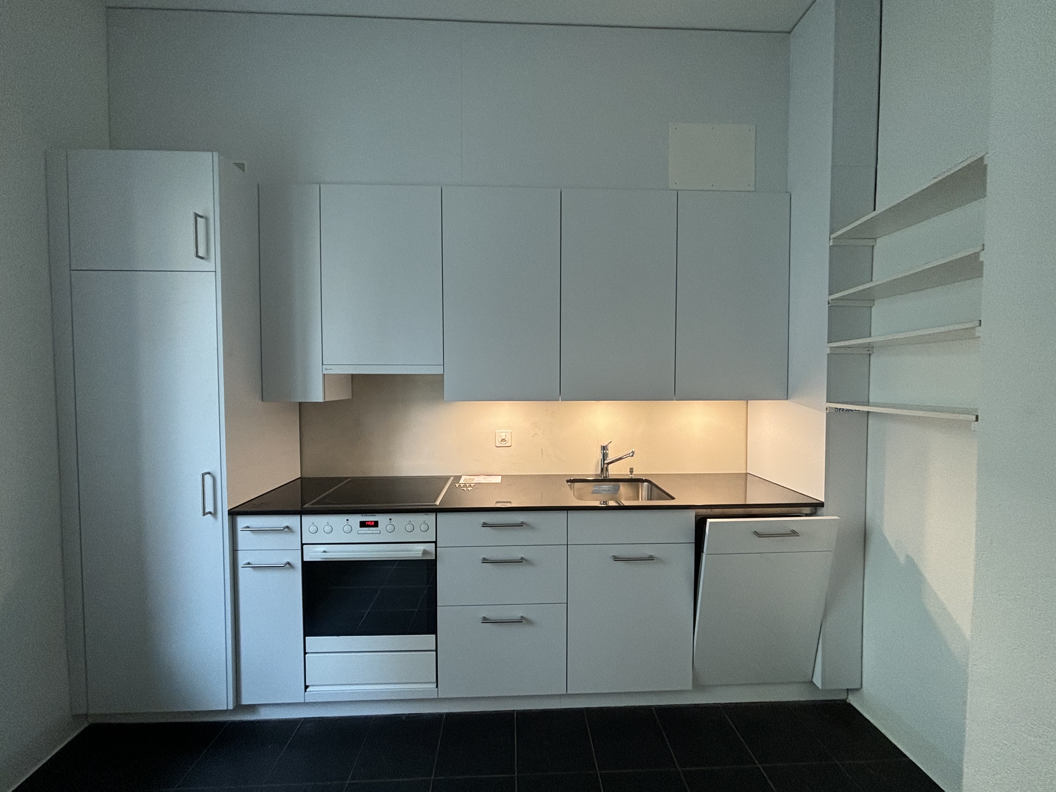 Moderne Einbauküche mit weißen Fronten