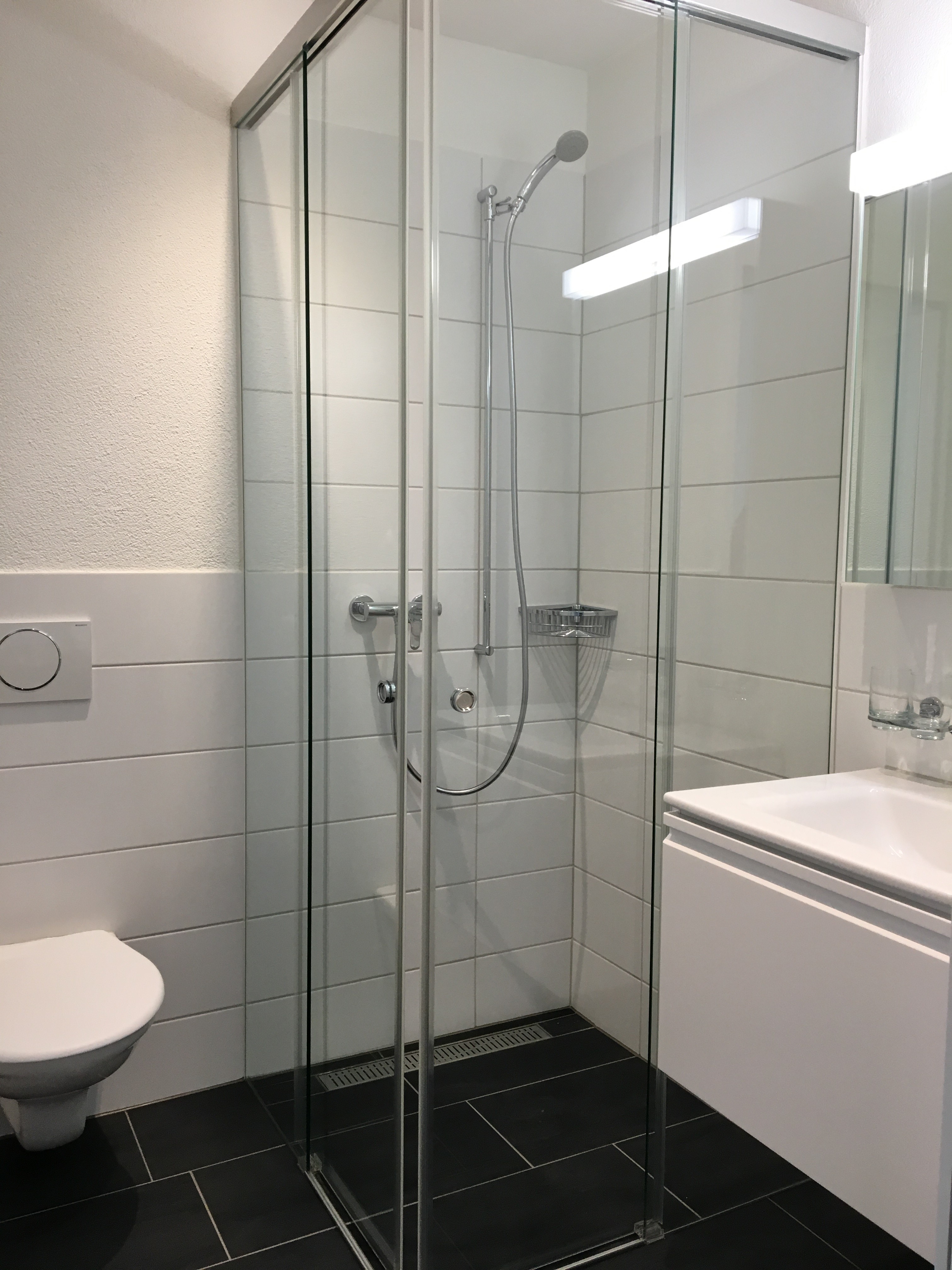 Modernes Badezimmer mit Glasdusche