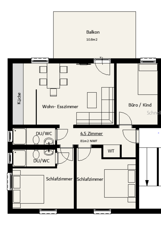 Wohnungsgrundriss mit Balkon