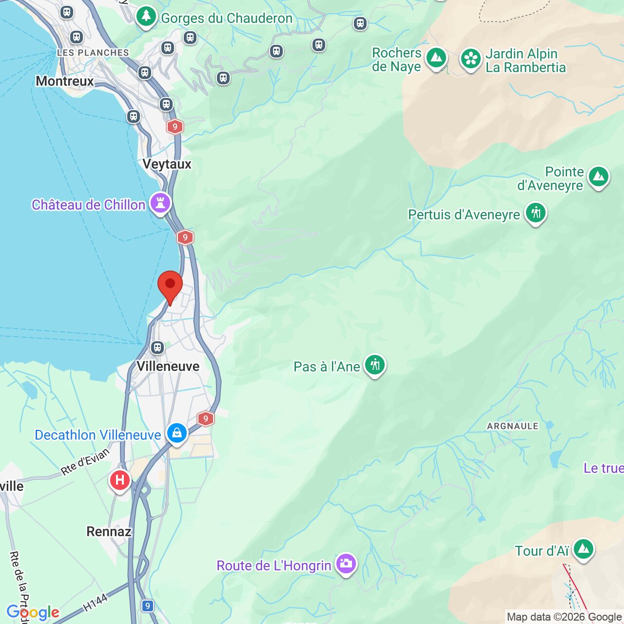 Kartenansicht einer Gegend am Genfersee