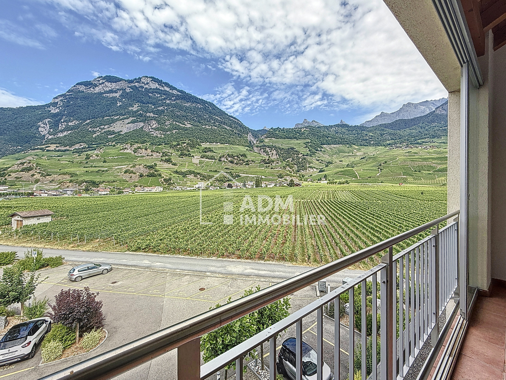 Berg- und Weinblick vom Balkon