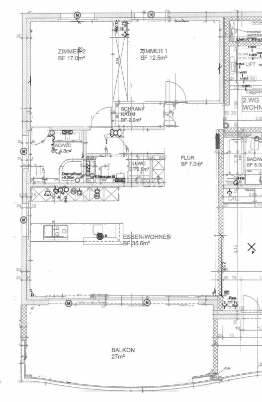 Grundriss einer Wohnung mit Balkon