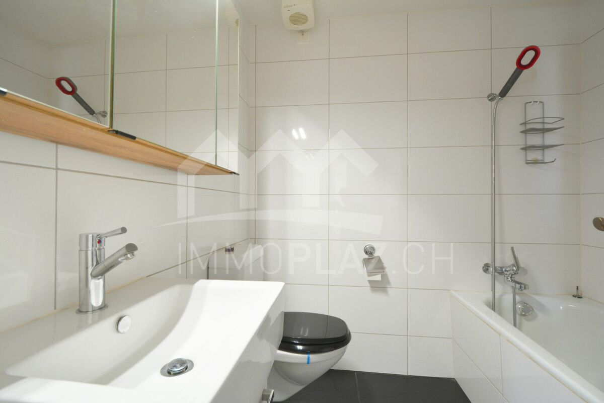 Modernes Badezimmer mit Badewanne und Toilette