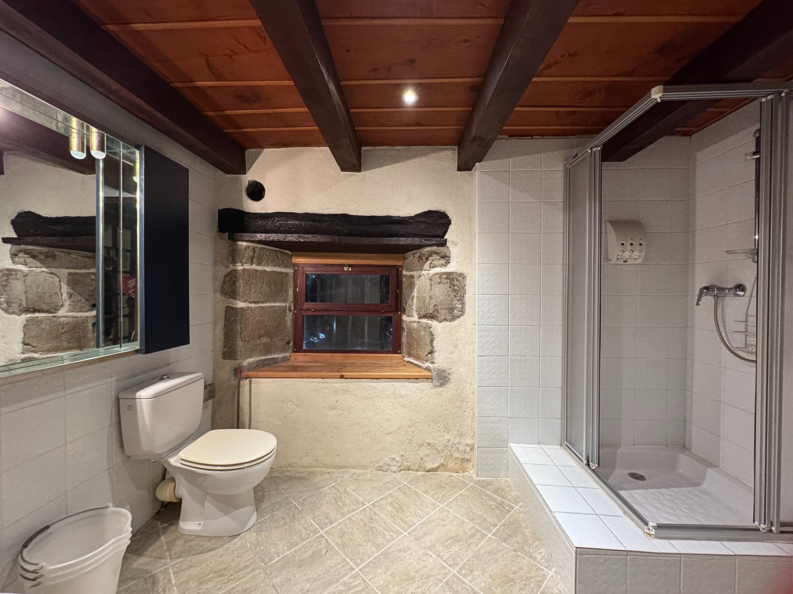 Rustikales Badezimmer mit Dusche