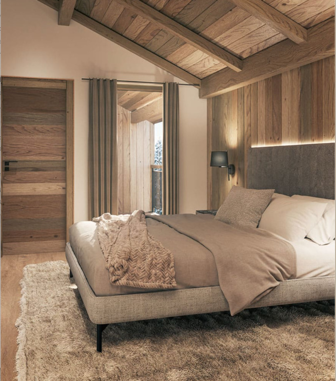 Gemütliches Schlafzimmer im Chalet-Stil