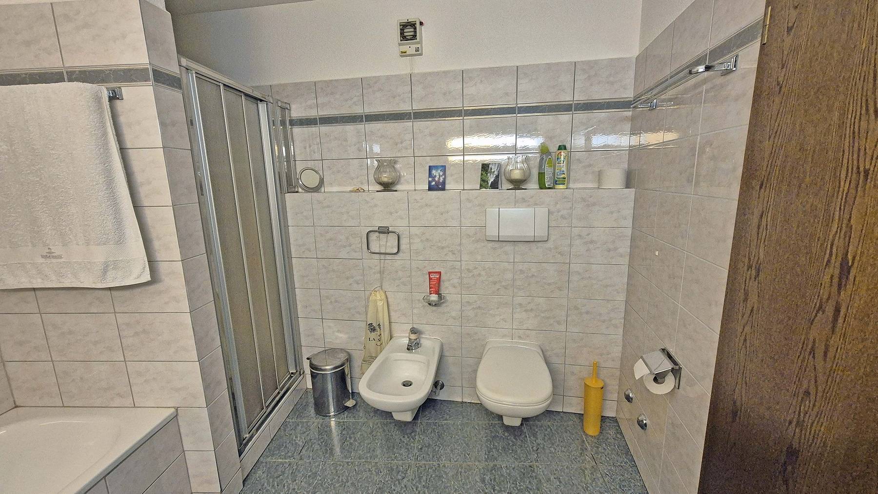 Badezimmer mit Dusche, Bidet und WC