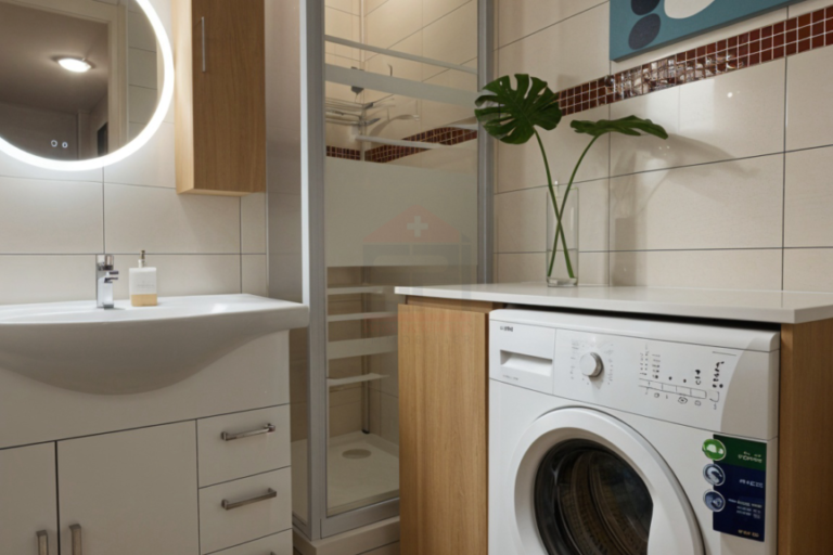 Modernes Badezimmer mit Waschmaschine