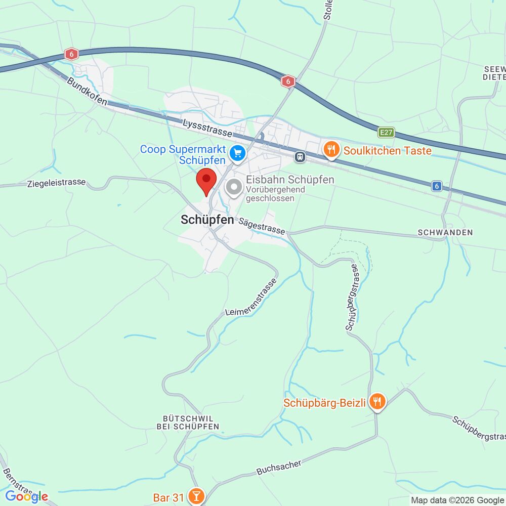 Kartenansicht eines Ortes in Schüpfen