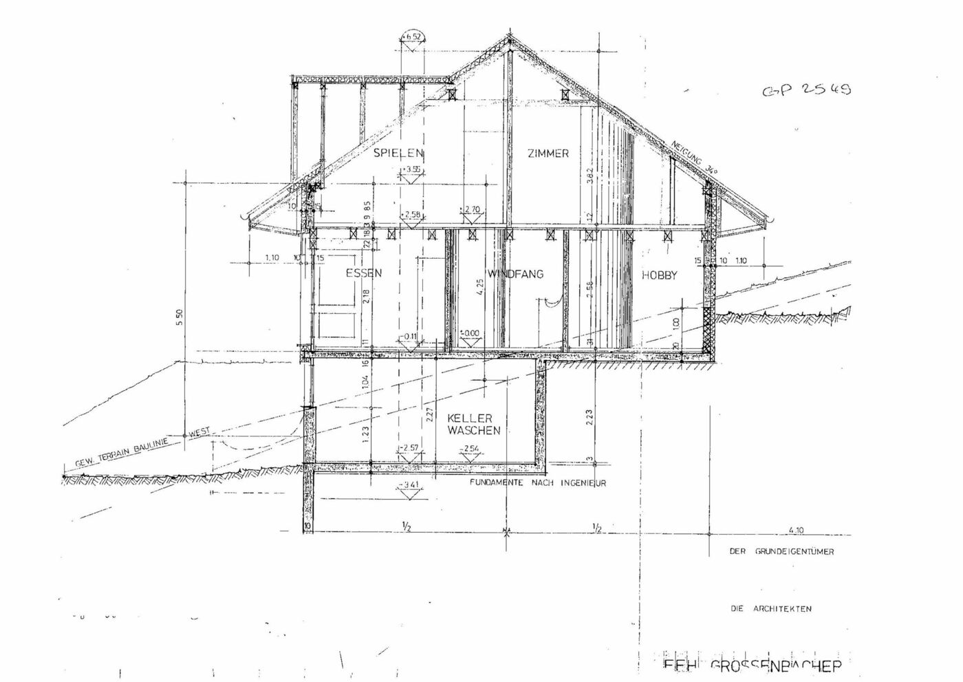 Schnittzeichnung eines Hauses