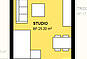 Floor plan mit Flur und zwei angrenzenden Räumen