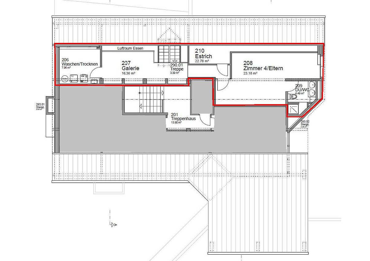 Grundriss eines Dachgeschosses