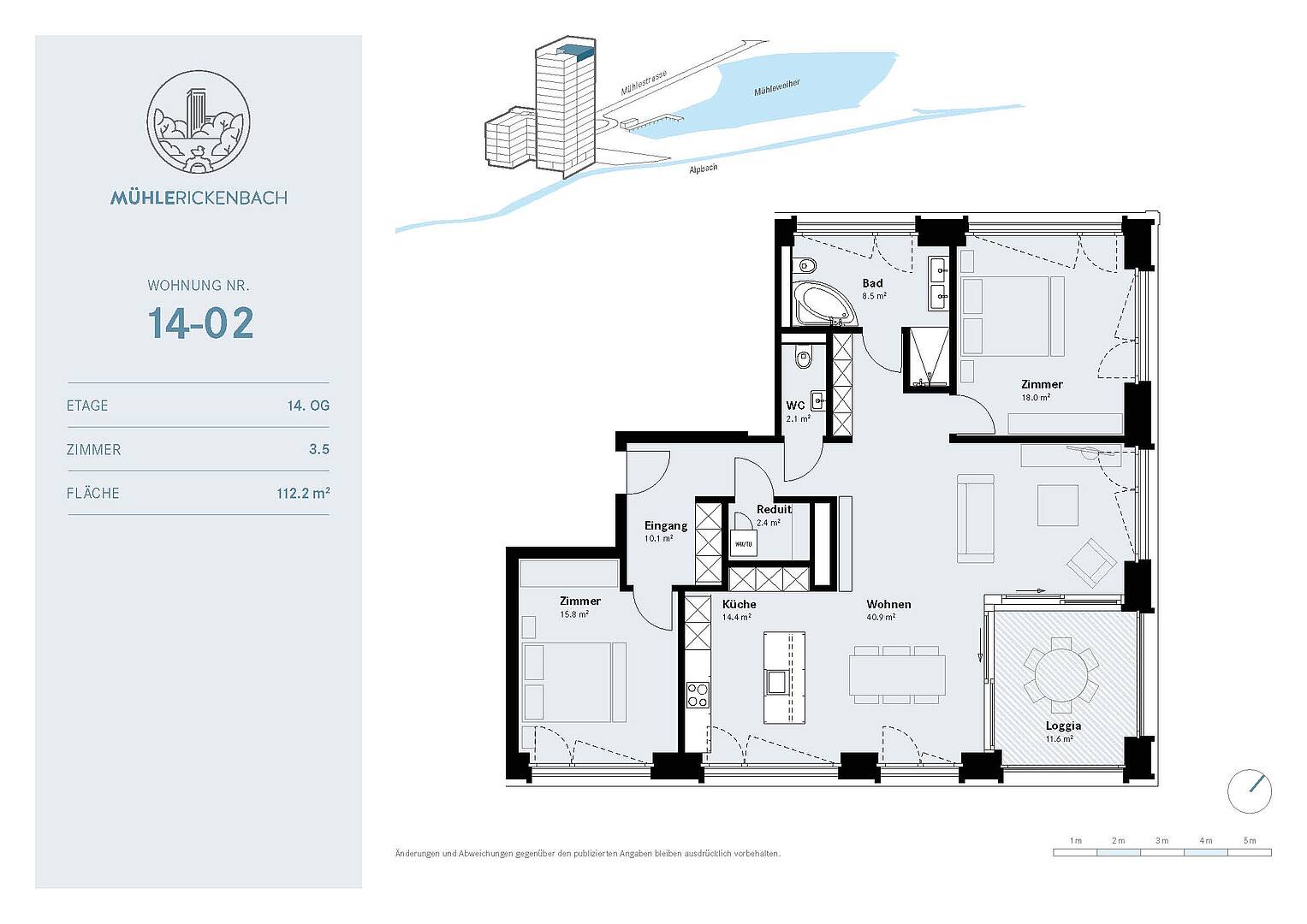 Wohnungsgrundriss mit Loggia