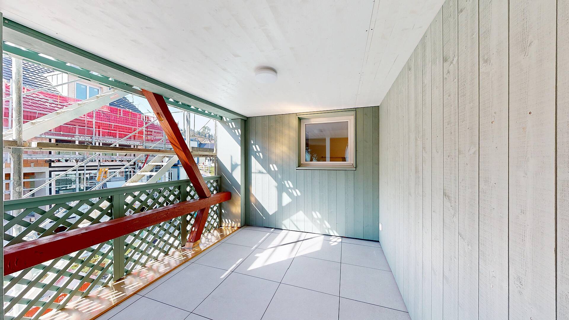 Überdachter Balkon im Rohbau