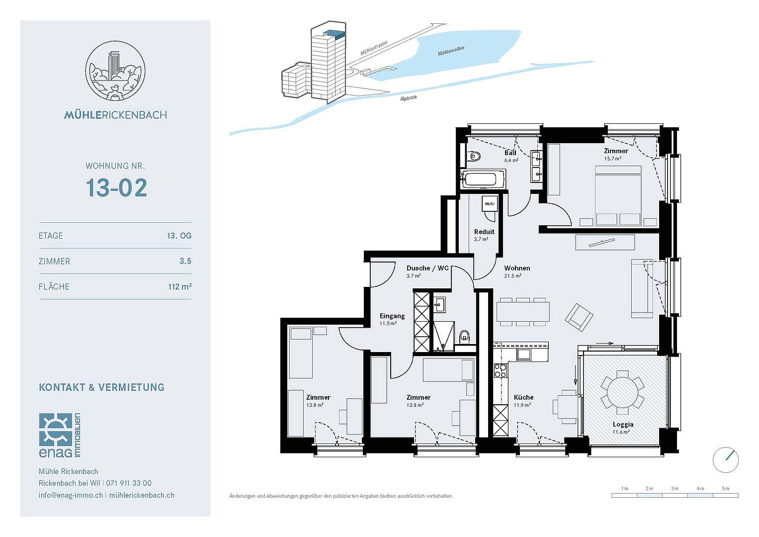 Wohnungsgrundriss mit Loggia
