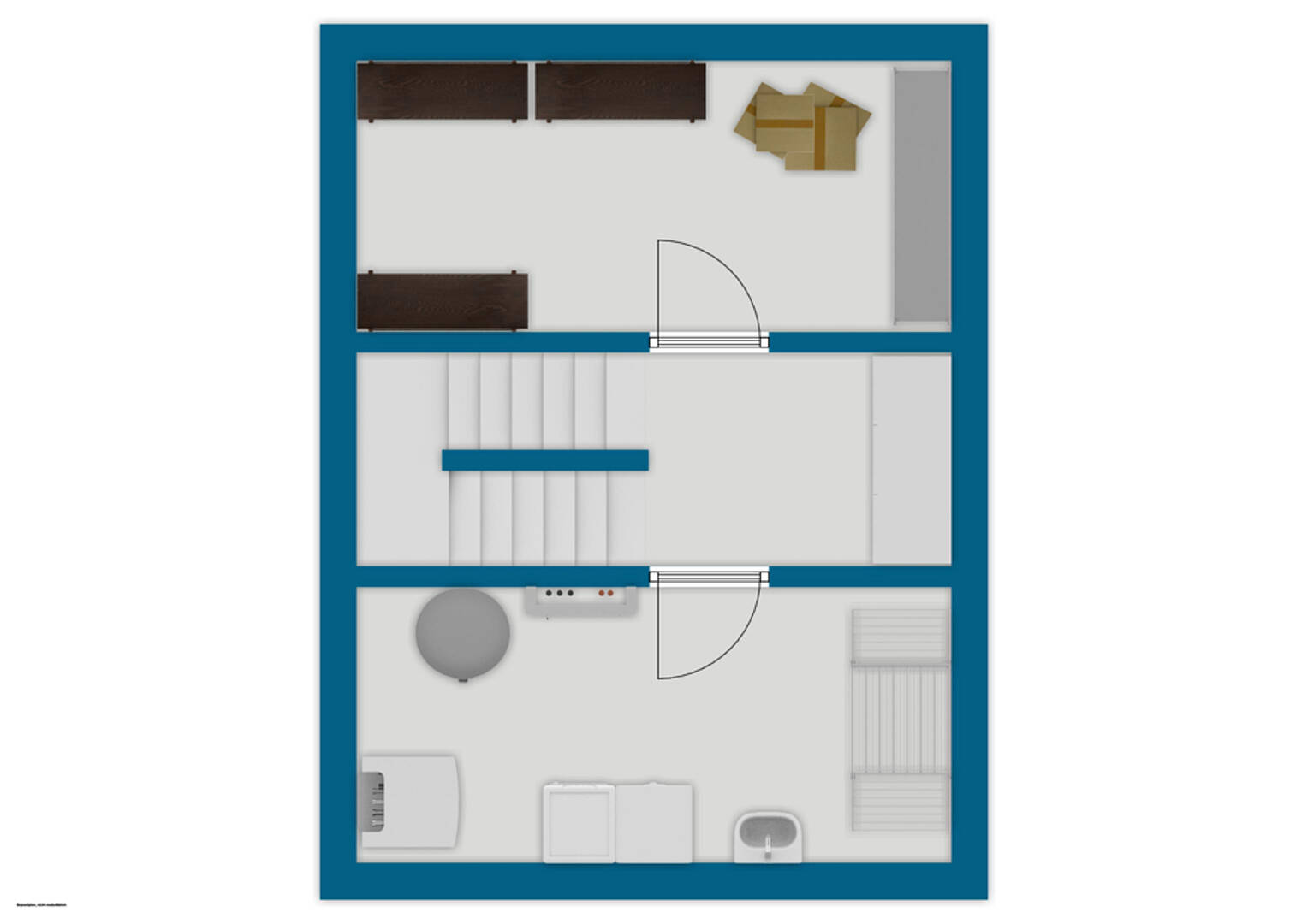 Grundriss eines mehrgeschossigen Bereichs mit Treppe