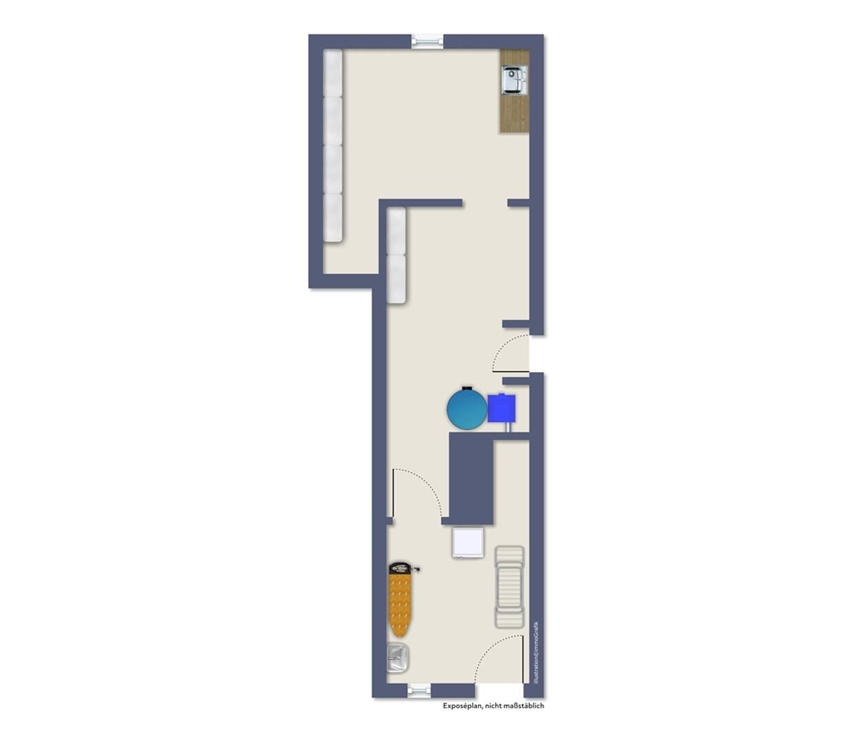 Grundriss eines langen, schmalen Grundrisses