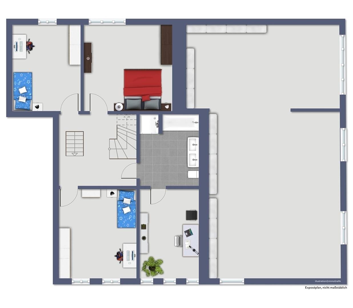 Grundriss einer Wohnung mit mehreren Zimmern