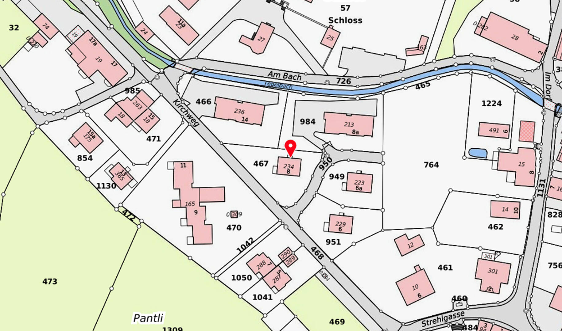 Lageplan mit markiertem Grundstück