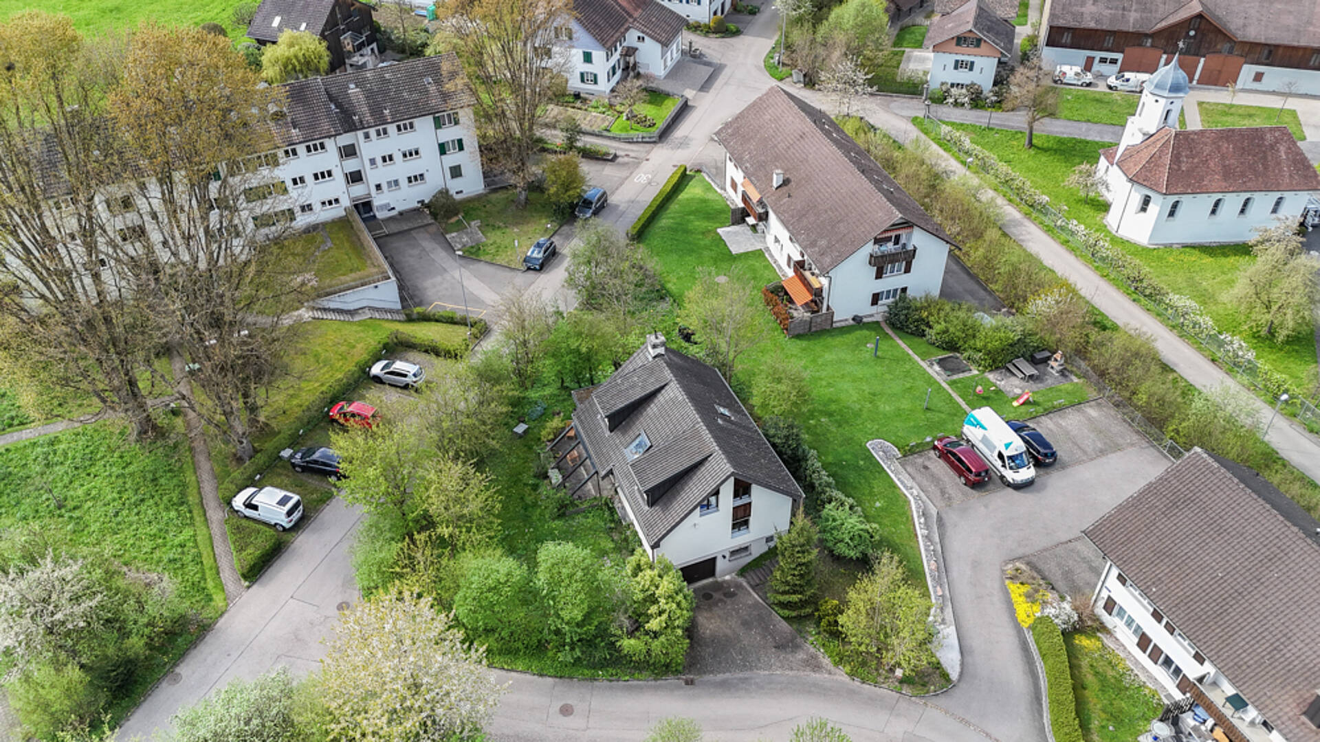Luftaufnahme eines Wohngebiets