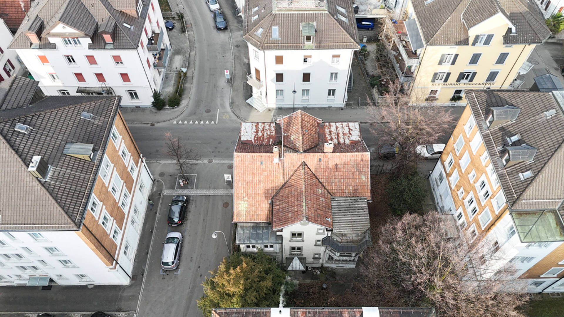 Luftaufnahme eines Wohnquartiers