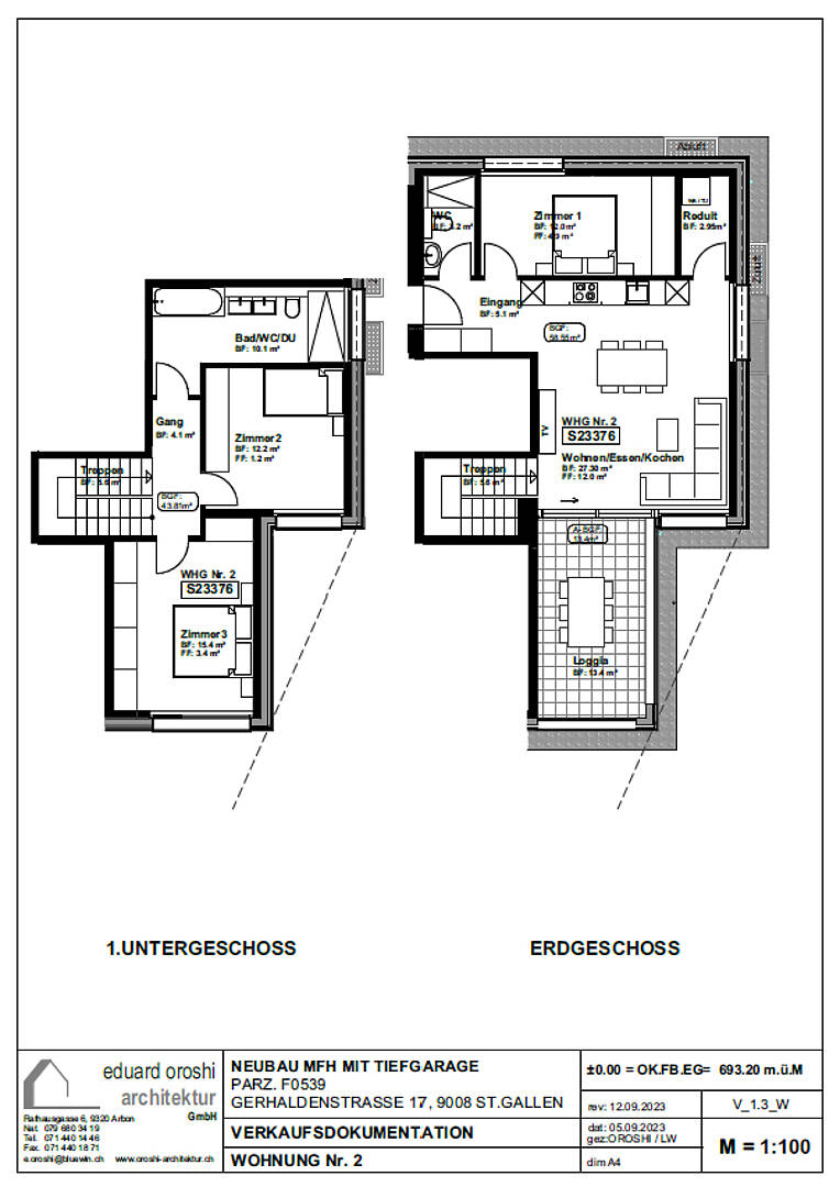 Grundriss einer Wohnung im Neubau