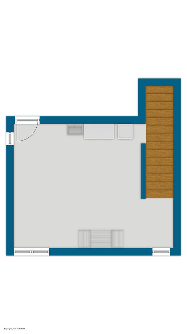 Grundriss eines kleinen Raums mit Treppe