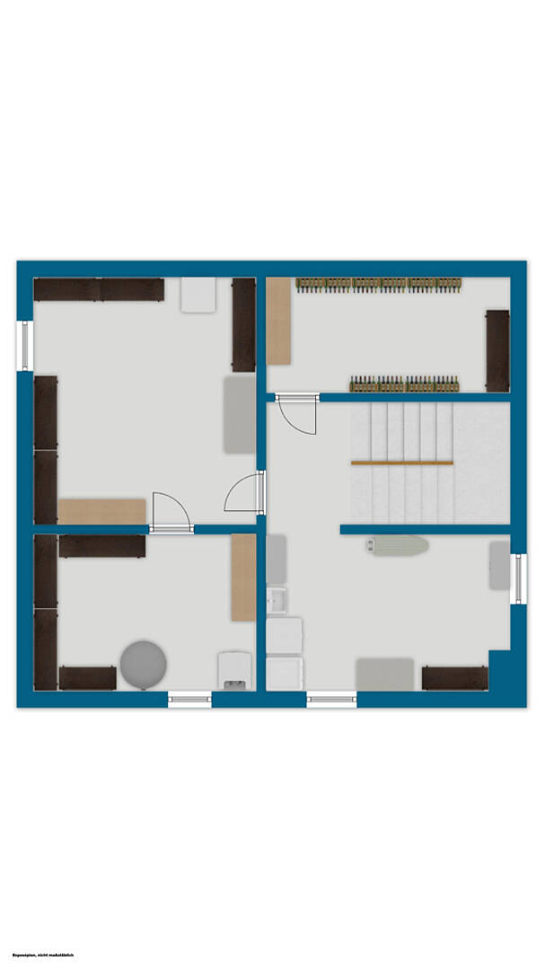 Grundriss einer Wohnung mit vier Bereichen