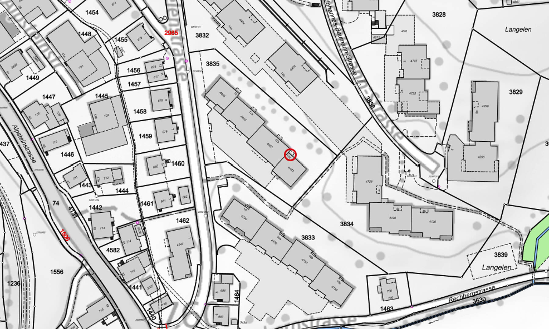 Lageplan mit Grundstücks- und Gebäudekonturen