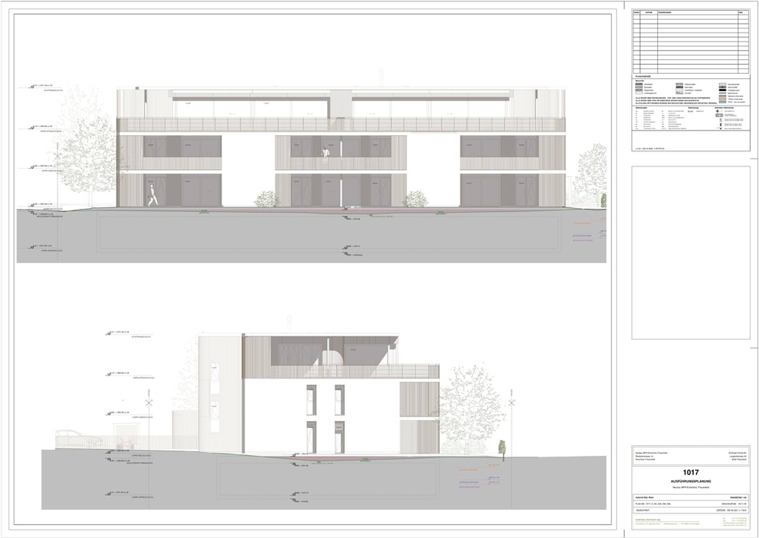 Architekturzeichnung eines modernen Gebäudes