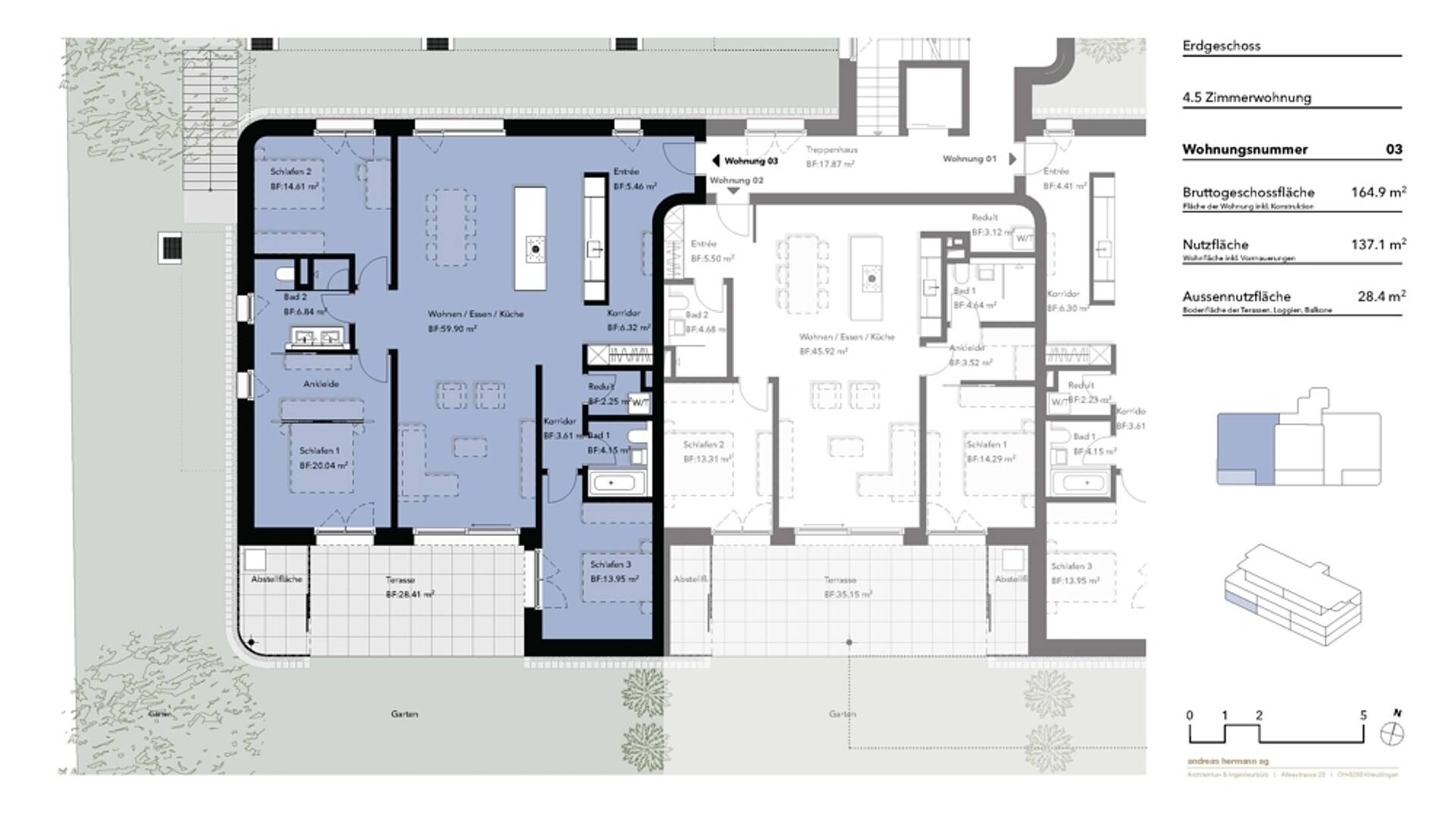 Grundriss einer 4,5-Zimmer-Wohnung
