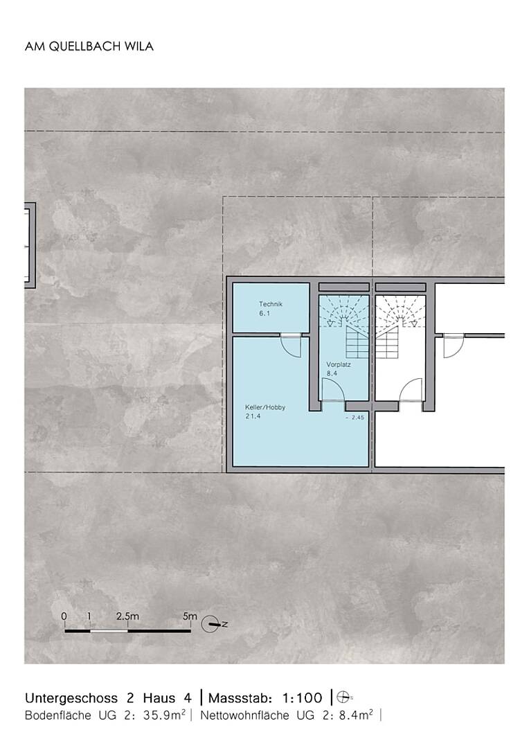 Untergeschoss-Grundriss mit Technik- und Kellerbereichen