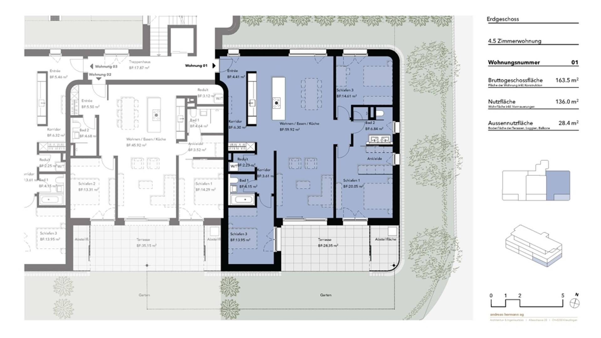 Grundriss einer 4,5-Zimmerwohnung