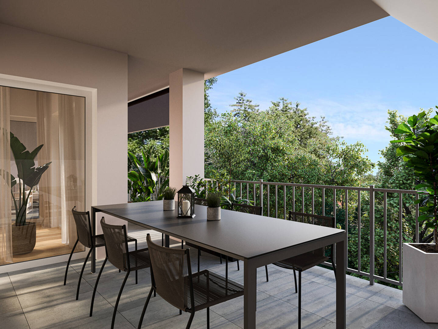 Überdachte Terrasse mit Essbereich