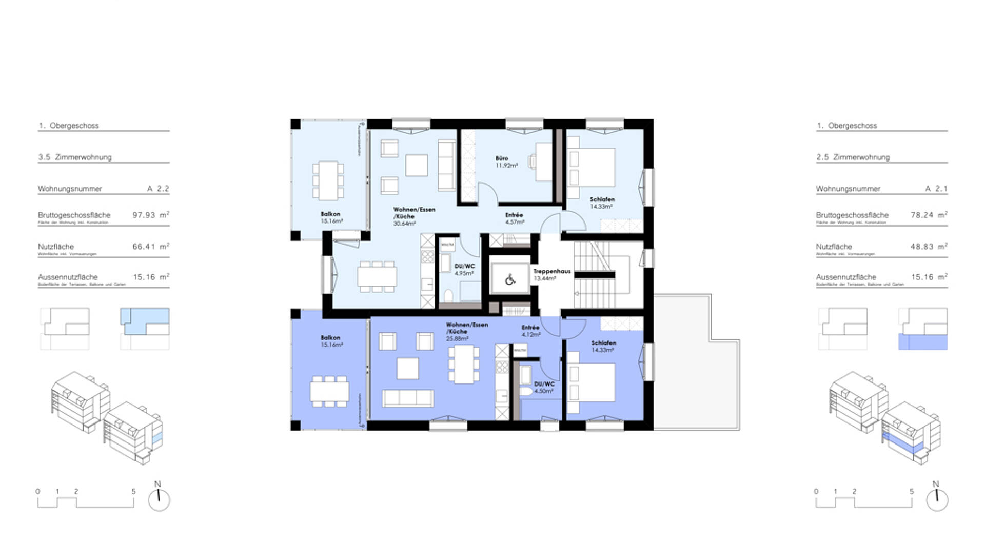 Grundriss einer Obergeschosswohnung