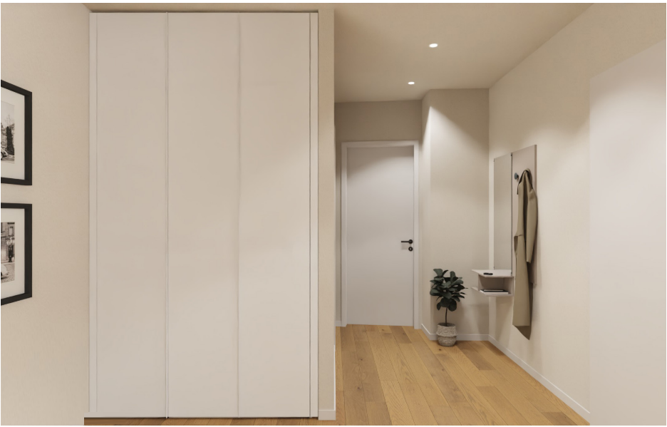 Heller Flur mit Einbauschrank