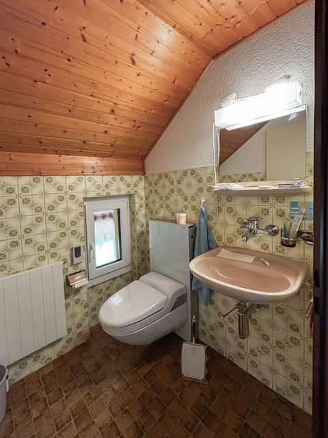 Gäste-WC mit Holzdecke