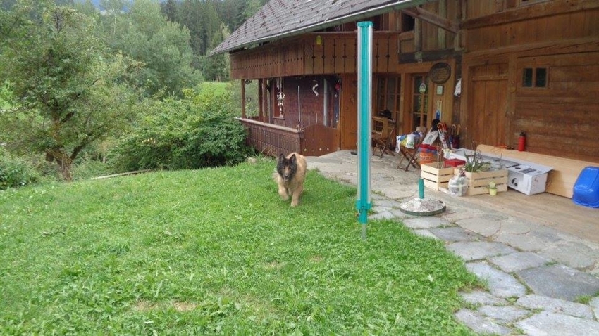 Holzhaus mit Garten und überdachter Terrasse