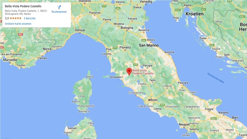 Kartenansicht eines Standorts in Italien