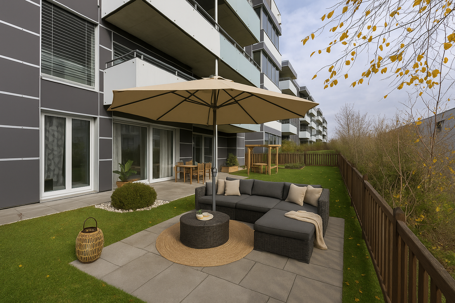 Terrasse mit moderner Sitzlounge