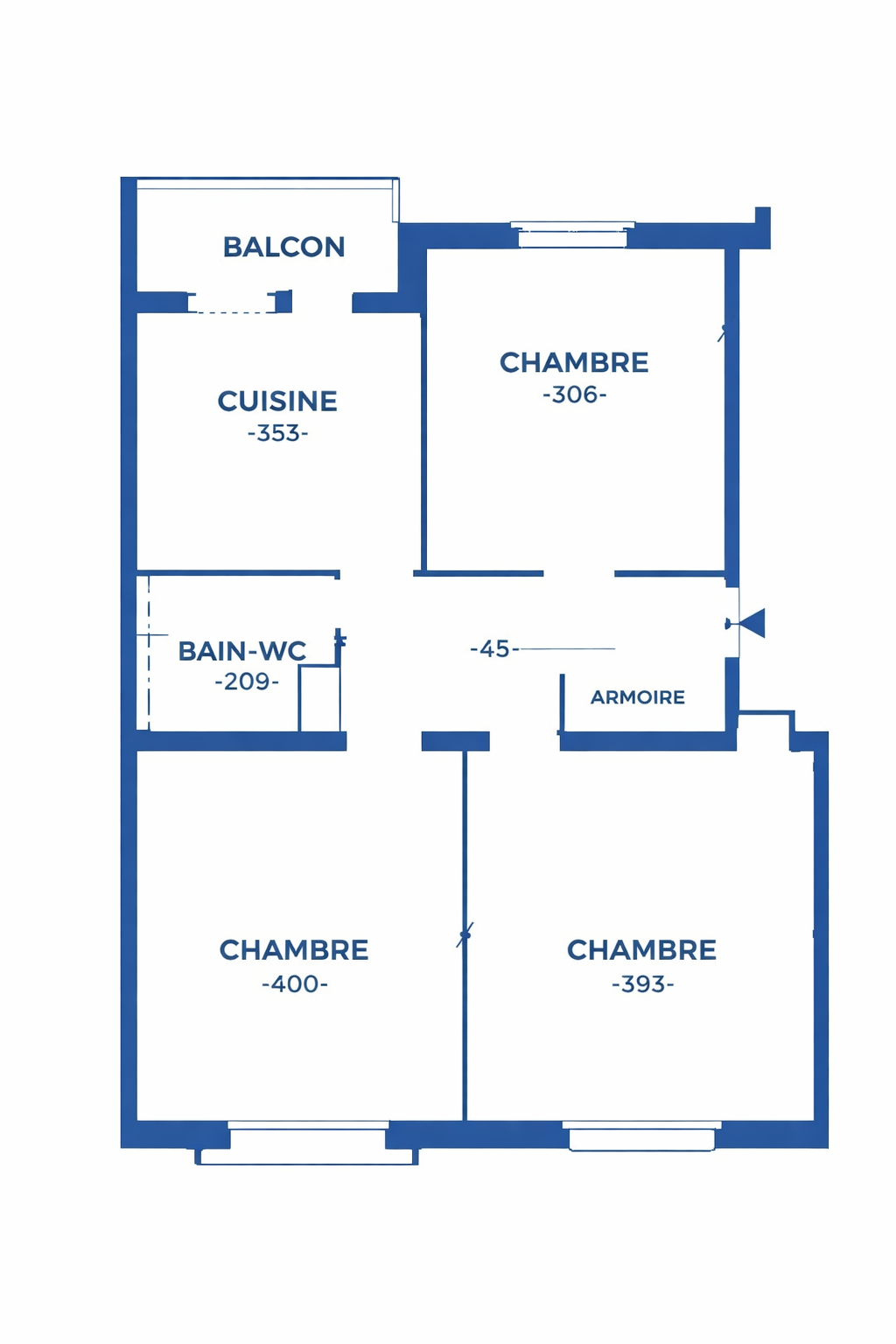 Grundriss einer Wohnung mit Balkon