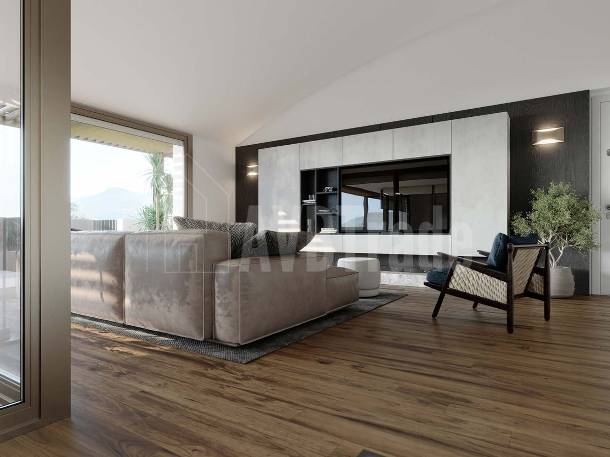 Modernes Wohnzimmer mit Blick ins Freie