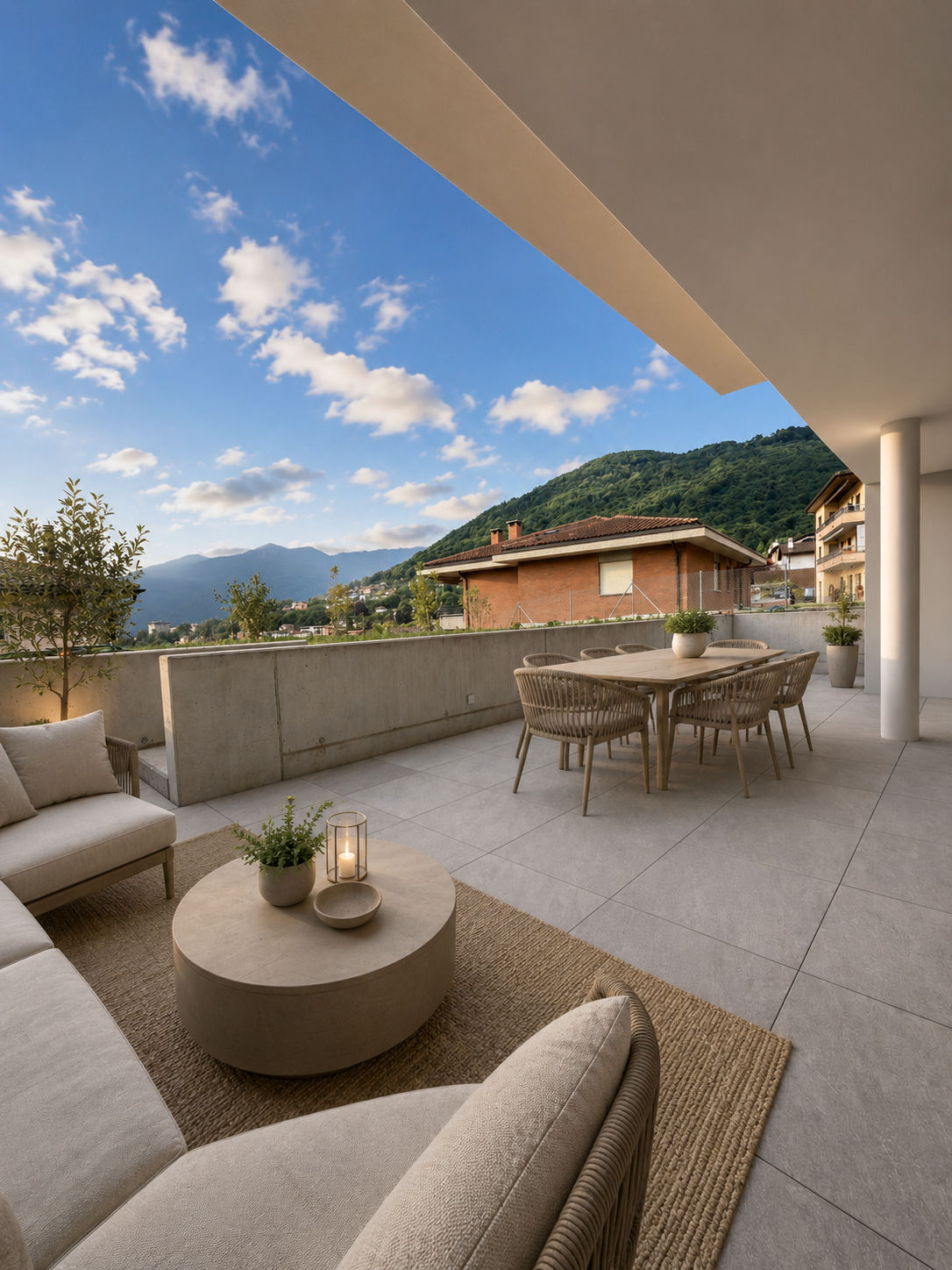Großzügige Terrasse mit Bergblick