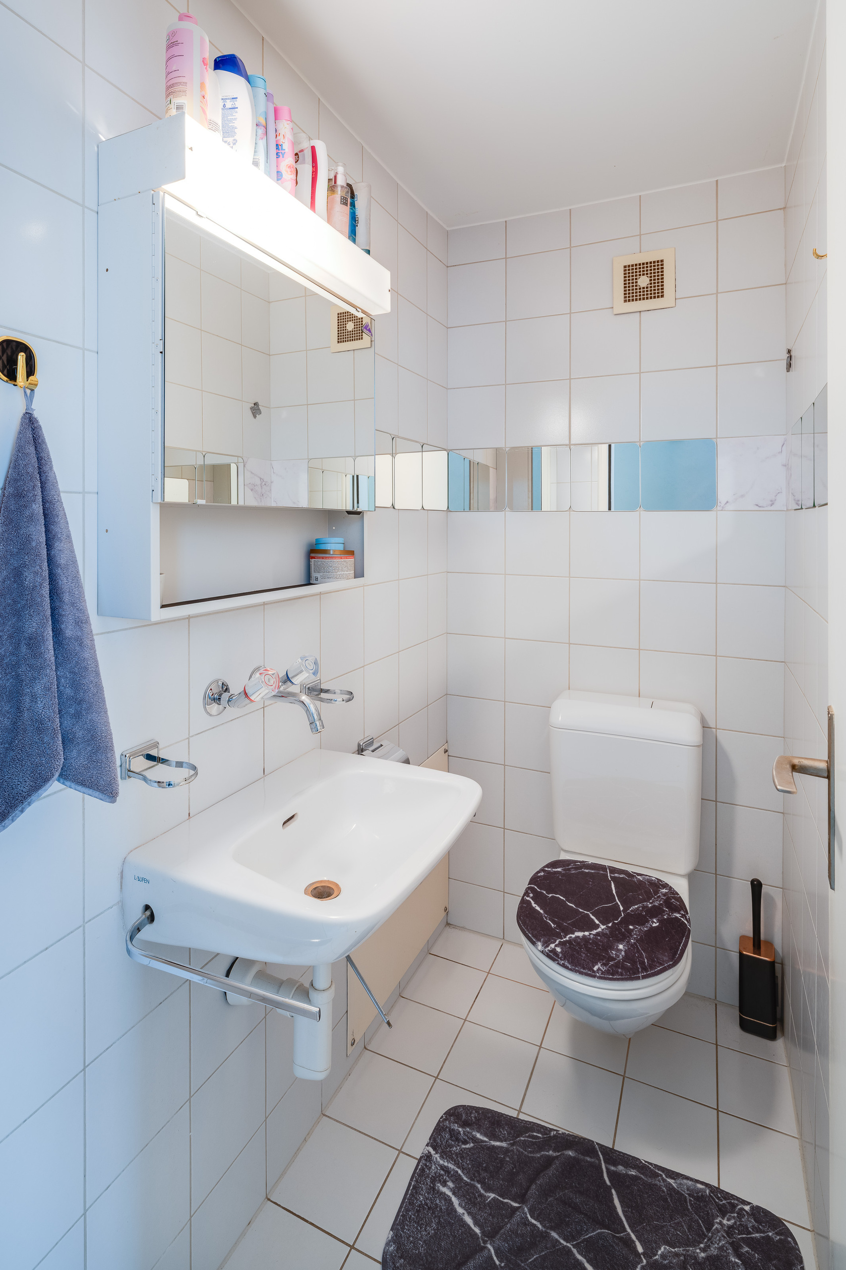 Kleines Badezimmer mit WC und Waschbecken