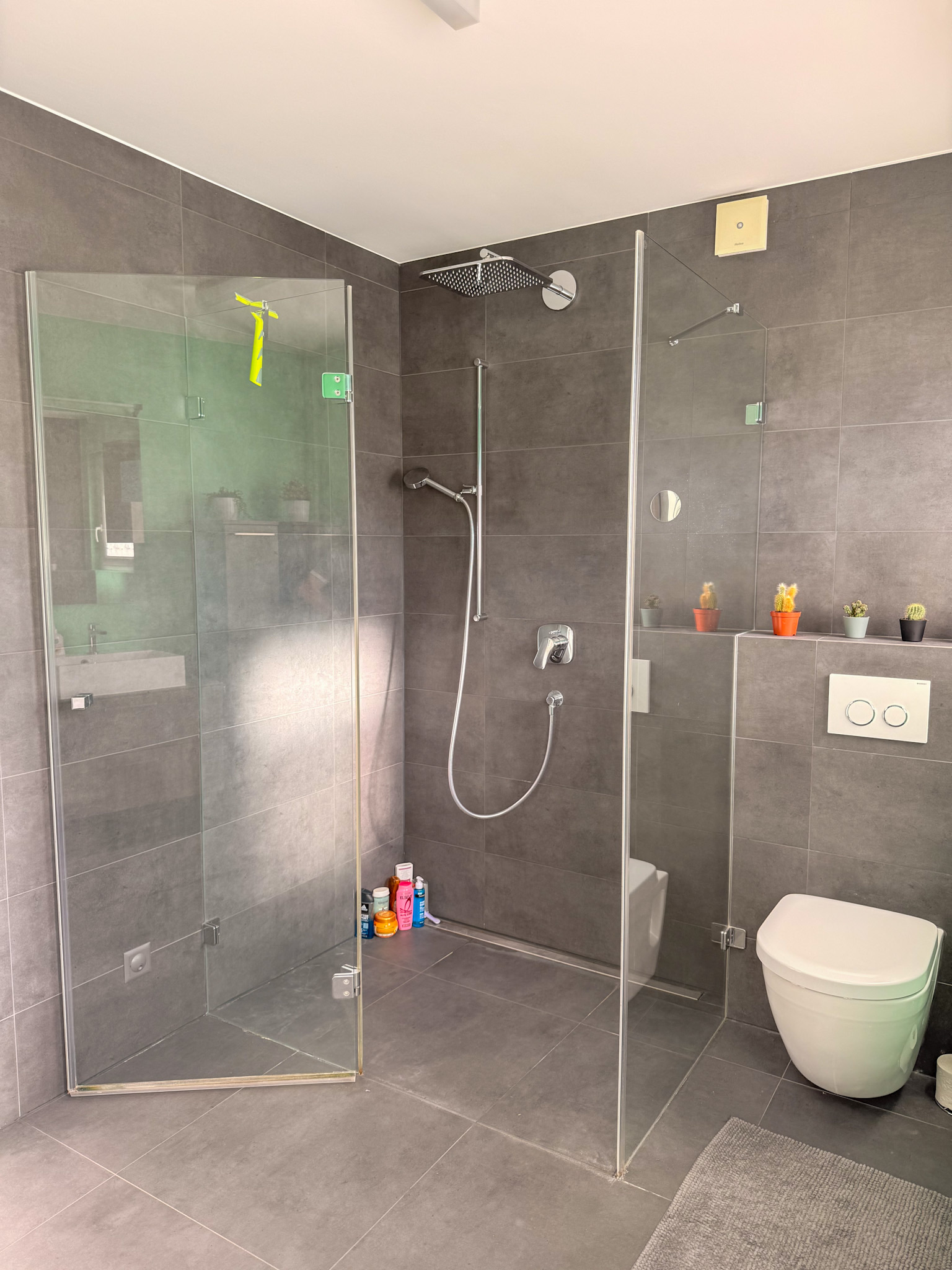 Modernes Badezimmer mit begehbarer Dusche und WC