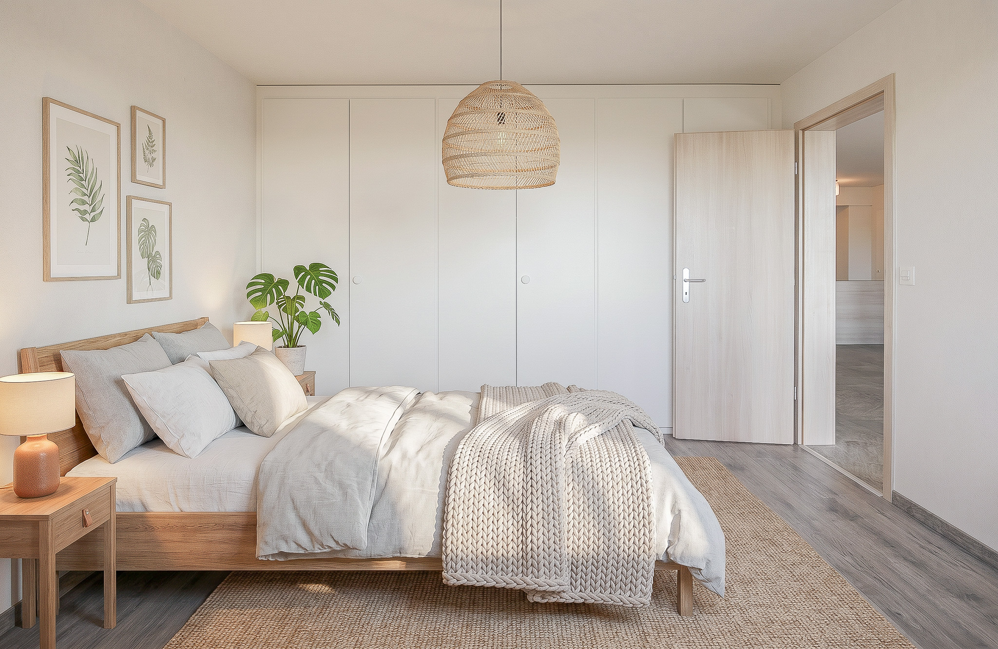 Helles Schlafzimmer im Skandi-Stil