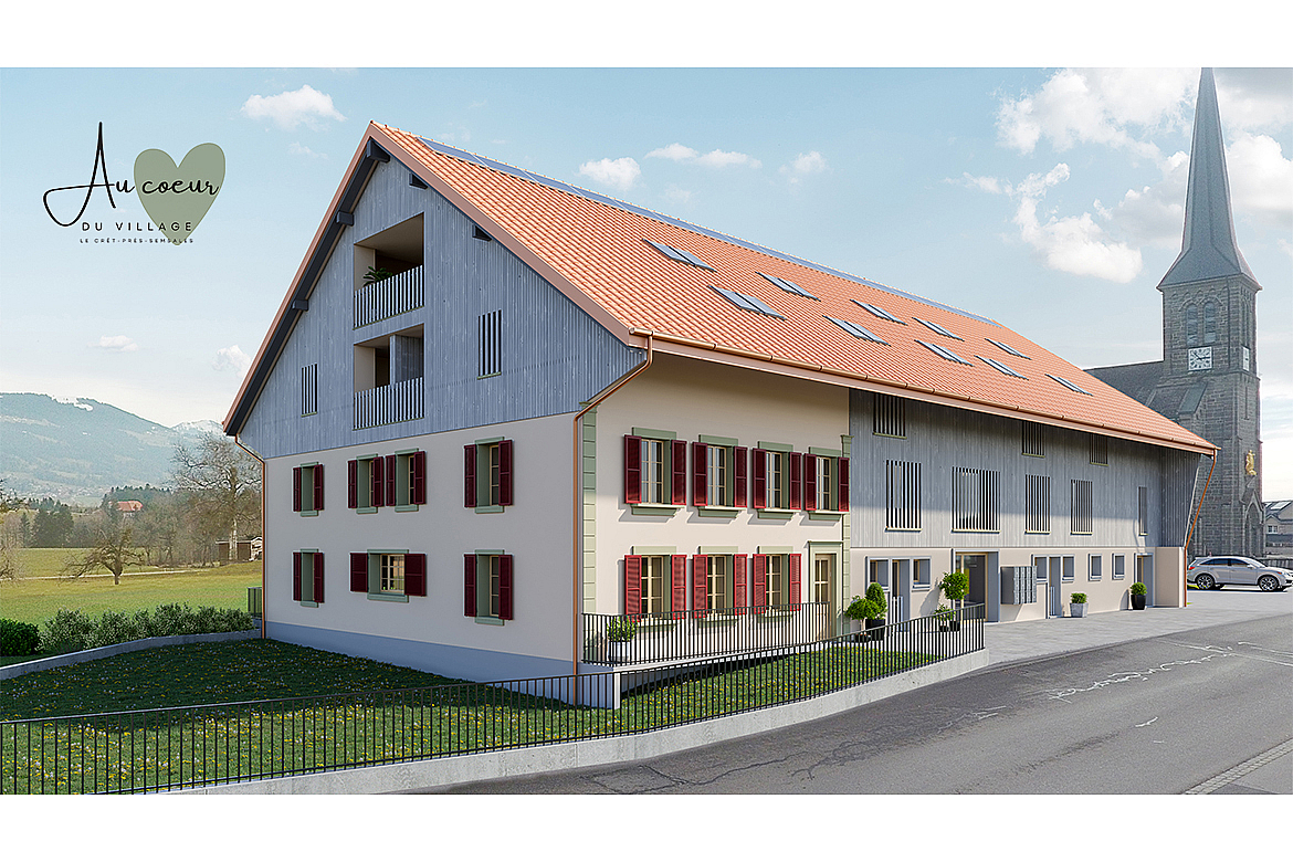 Historisches Mehrfamilienhaus mit rotem Satteldach
