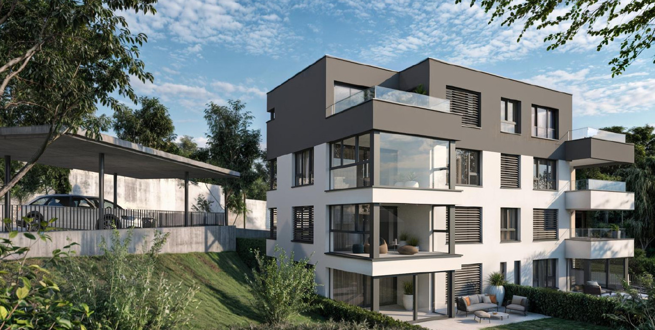 Modernes Mehrfamilienhaus mit Balkonen