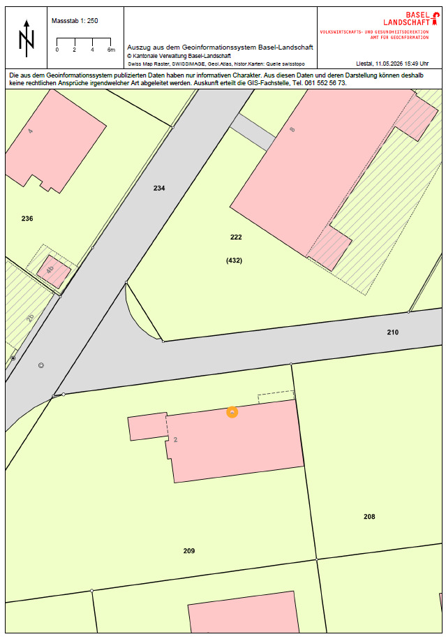 Lageplan mit Parzellen und Gebäudeflächen