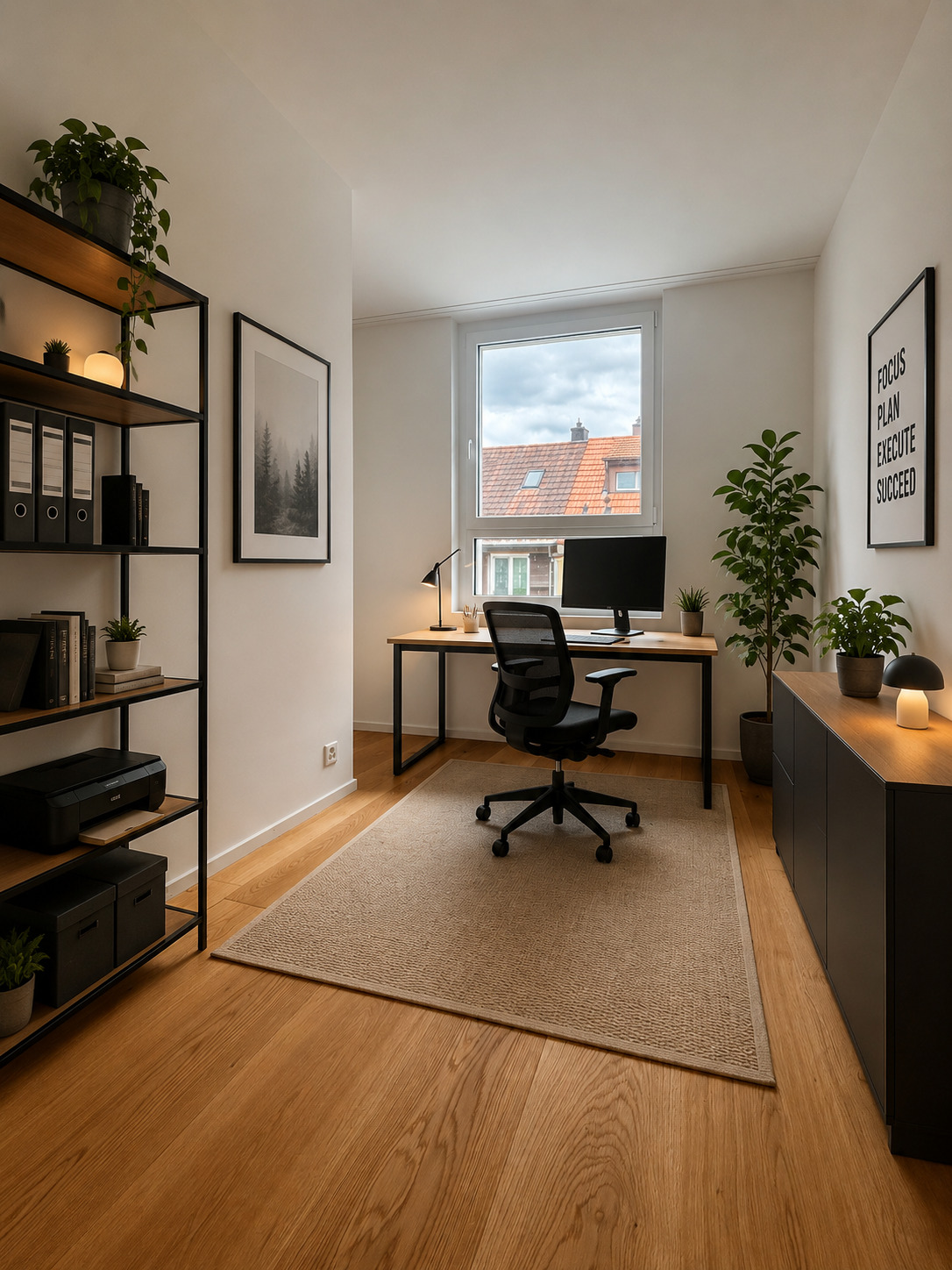 Modernes Home-Office mit Tageslicht