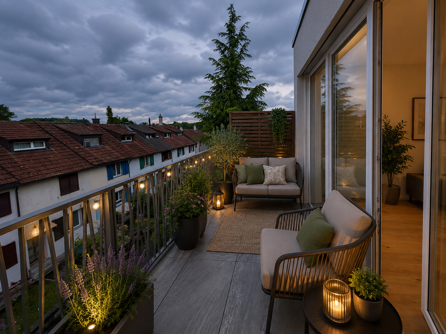 Gemütlicher Balkon mit Abendstimmung